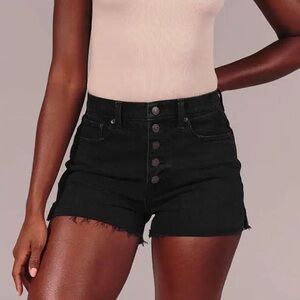 ABERCROMBIE & FITCH Curve Love High Rise Mom Shorts Washed Black